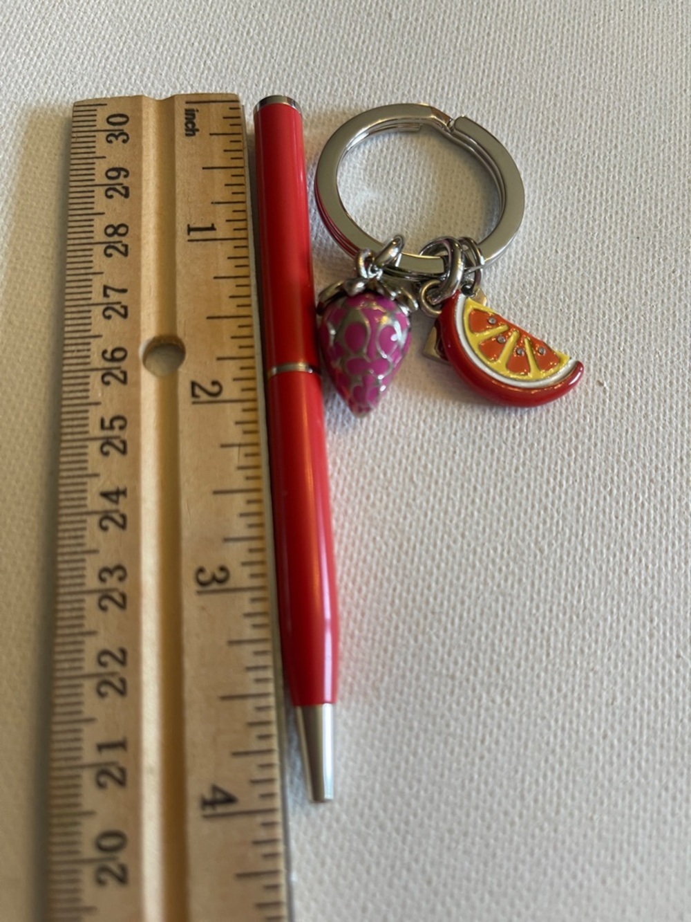 Coach Fruit Charm Keychain with Strawberry & Orange Slice Charms and Coach Pen - Picture 3 of 9
